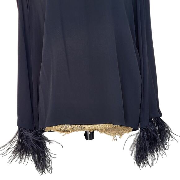 MARELLA Rivista Silk Crepe De Chine Blouse Removable Feather Cuffs NEW Size 8 - Picture 6 of 16